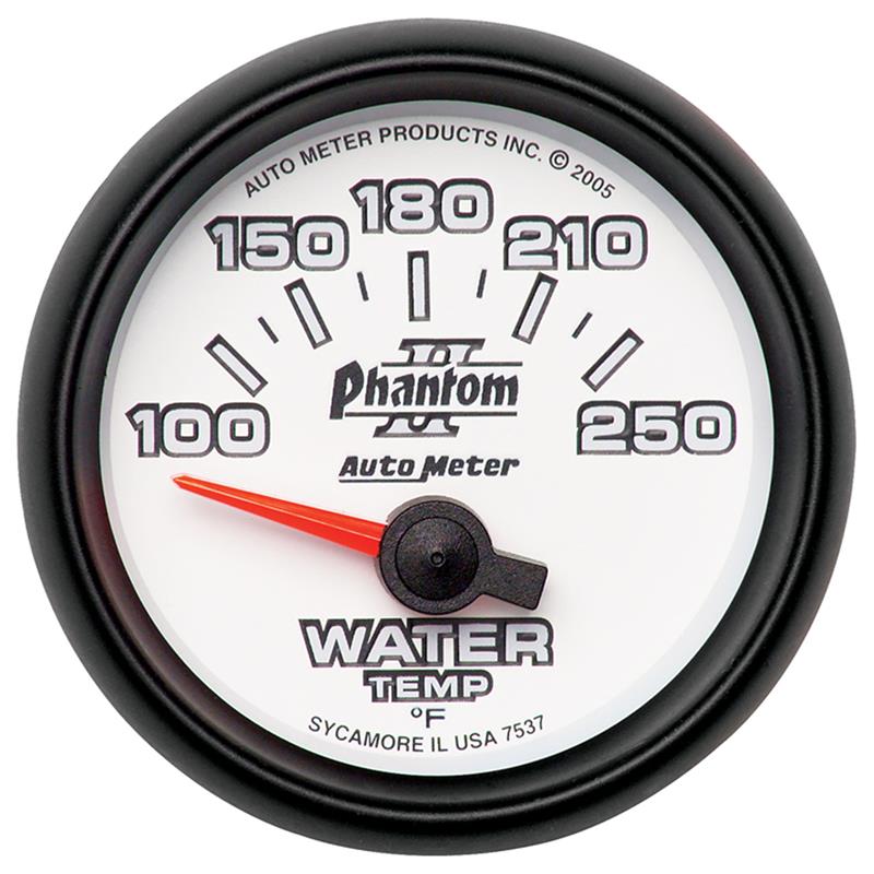 AutoMeter Phantom II 52.4mm SSE Water Temperature Gauge (100-250°F) for Automotive Applications