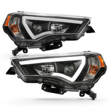 Load image into Gallery viewer, ANZO 14-18 Toyota 4Runner Plank Style Projector Headlights with Amber Accents - Black Pair
