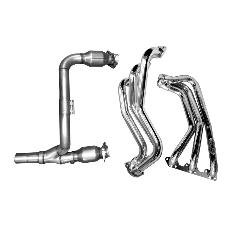 BBK 07-11 Jeep Wrangler 3.8 V6 Long Tube Exhaust Headers with Y Pipe and Catalytic Converters - 1-5/8 inch Silver Ceramic Finish