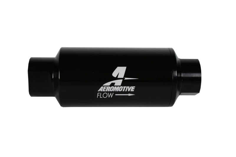 Aeromotive In-Line Filter with 10 Micron Microglass Element, 2-inch OD, AN-10 Ports, Black Anodized Finish