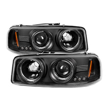 Load image into Gallery viewer, Spyder GMC Sierra 1500/2500/3500 1999-2006 Projector Headlights with Black Finish and LED Halo - Part Number PRO-YD-CDE00-HL-BK
