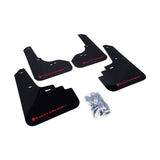 Rally Armor UR Series Mud Flaps for Subaru Legacy - Black with Red Logo, Part Number RALMF4-UR-BLK/RD