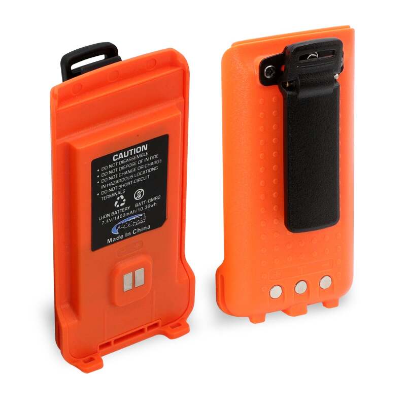 Rugged Radios GMR2 Replacement Lithium Battery with 12V Charge Port and Belt Clip – Safety Orange