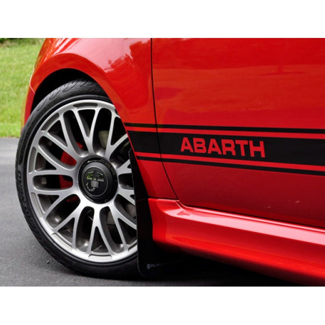 Rally Armor 12-18 Fiat 500 Red Mud Flap with White Logo - Premium Polyurethane Design