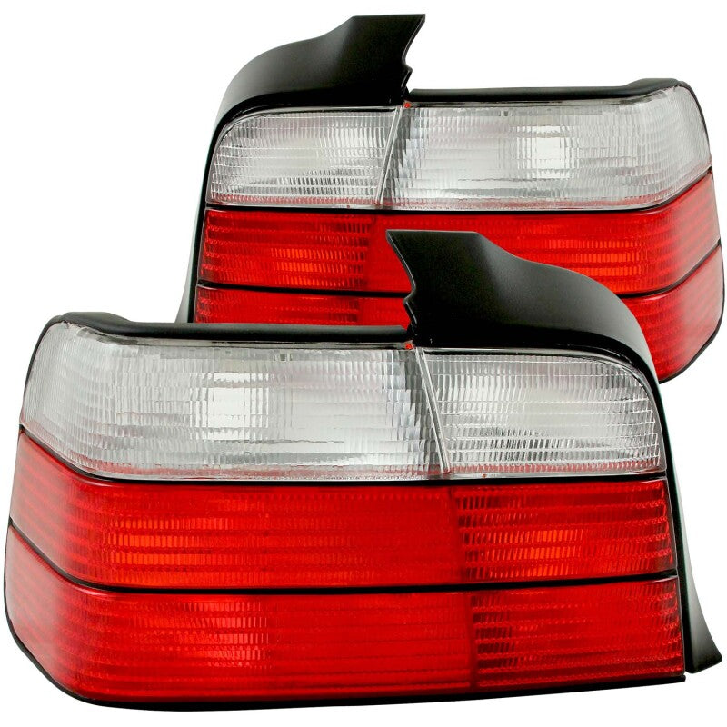ANZO 1992-1998 BMW 3 Series E36 Sedan Tail Light Assembly with Red and Clear Lenses