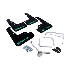 Rally Armor UR Series Black Mud Flaps for Subaru WRX (2015-2018) with Teal Logo
