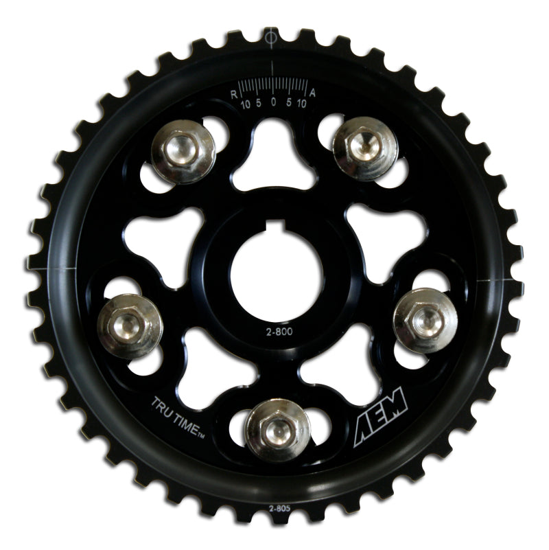 AEM Tru-Time Adjustable Camshaft Gear for Honda Prelude 1993-2001 - Black Anodized, Part Number aem23-801BK