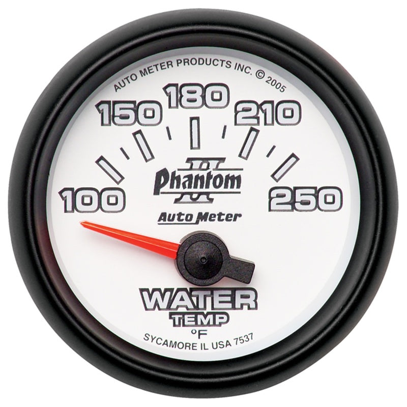 AutoMeter Phantom II 52.4mm SSE Water Temperature Gauge (100-250°F) for Automotive Applications