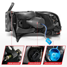 Load image into Gallery viewer, ANZO 94-02 Dodge Ram Crystal Headlight with Light Bar – Black Housing, Pair