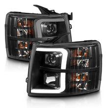 Load image into Gallery viewer, ANZO 07-13 Chevrolet Silverado 2500/3500 Projector Headlights with Clear Lens and Amber Housing, Black Finish