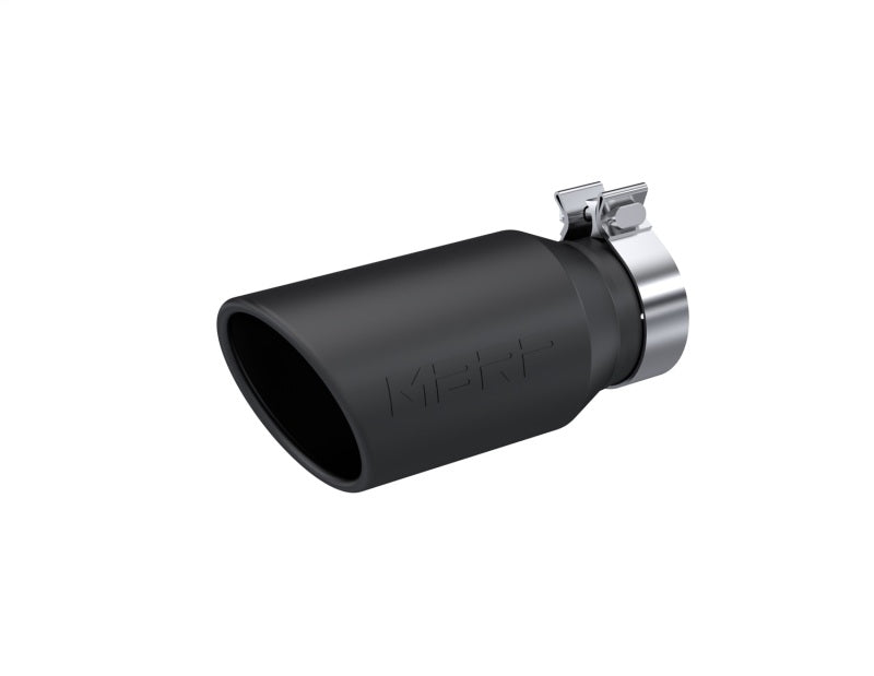 MBRP Universal Exhaust Tip 4.5 inch Outer Diameter, Black Coated, Angled Cut Rolled End - Part Number mbrpT5196BLK