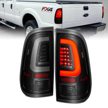 Load image into Gallery viewer, ANZO 2008-2016 Ford F-250 LED Tail Light Assembly with Light Bar, Black Housing and Smoke Lens