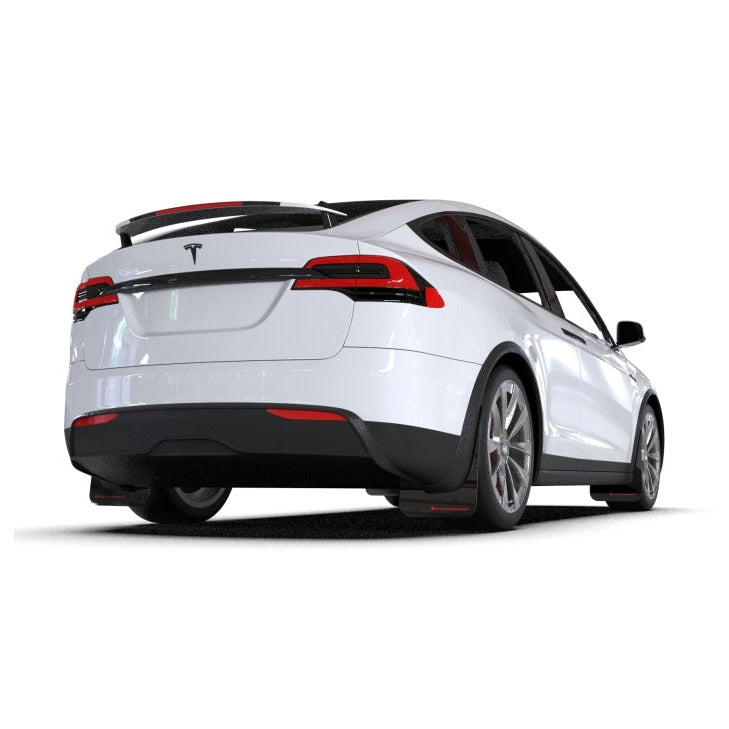 Rally Armor 22-26 Tesla Model X Black UR Mud Flap with Red Logo – Durable Polyurethane Protection