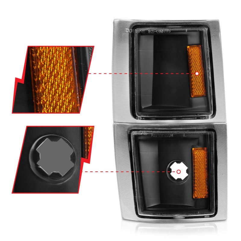 ANZO 1994-1998 Chevrolet Blazer Cornering Light Assembly with Clear Lens and Black Housing