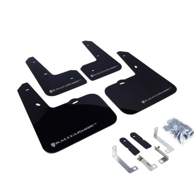 Rally Armor UR Series Mud Flaps for Hyundai Veloster 2012-2017 | Black with Silver Logo