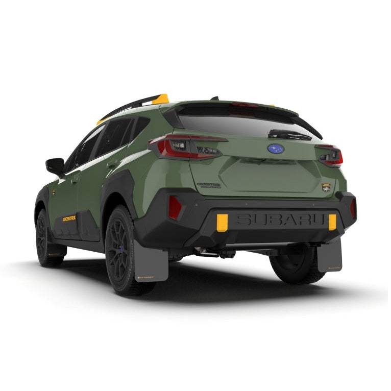Rally Armor UR Series Mud Flaps for 2024 Subaru Crosstrek Wilderness - Black with Wild-Orange Logo, No Drill Installation