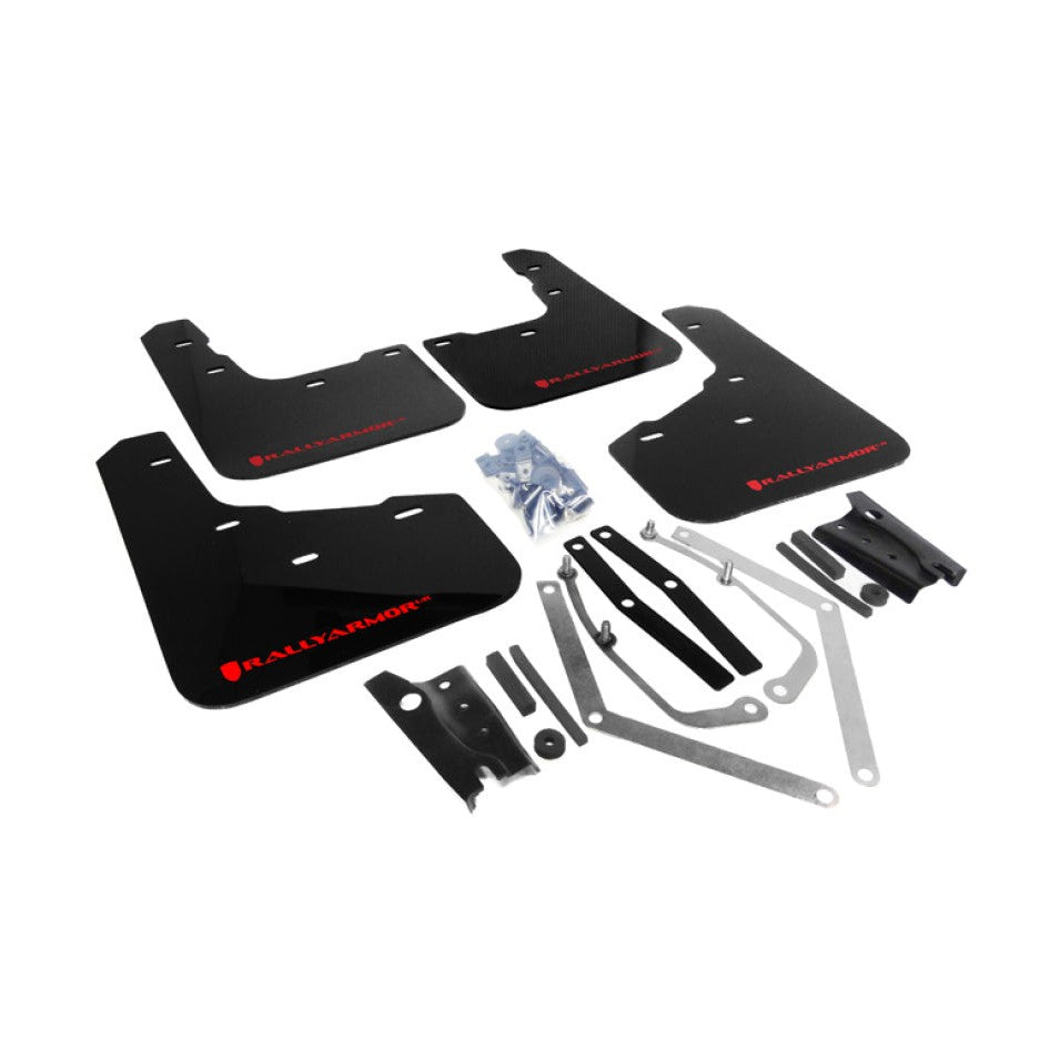 Rally Armor UR Series Black and Red Logo Mud Flaps for Ford Fiesta (2014-2019)