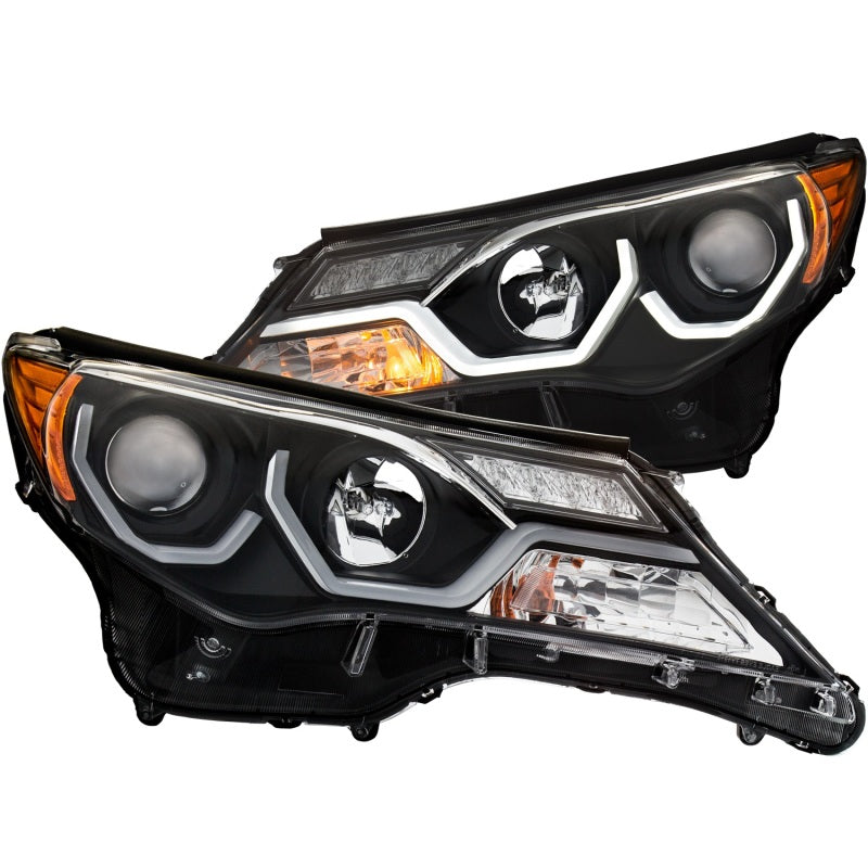 ANZO 2013-2015 Toyota RAV4 Projector Headlights with Plank Style Design in Black