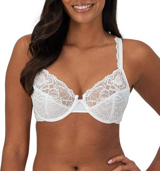 Bali Women's Desire Lace Non-Foam Underwire, White, 34DD