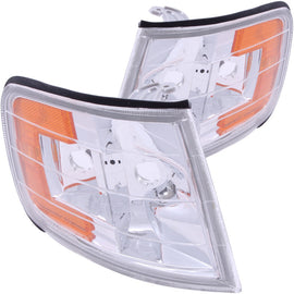 ANZO Euro Corner Lights for 1994-1997 Honda Accord – Chrome Housing with Clear Lens and Amber Reflector, Pair