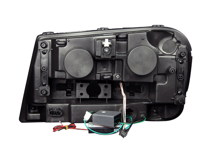 ANZO 2002-2009 Chevrolet Trailblazer Projector Headlights with Halo - Black Housing, Clear Lens, LED Turn Signal & Parking, Pair