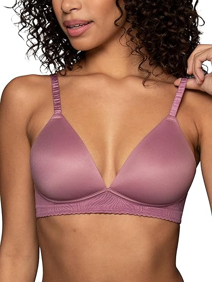 Vanity Fair Women's Effortless Wireless Bra, Buttery Soft Fabric & Lightweight Memory Foam Cups up to DD, Enchanted Mauve Lace