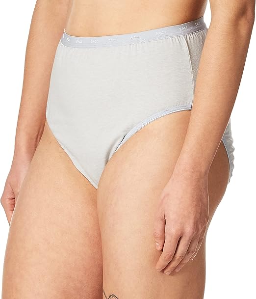 Bali Women's Full Cut Fit Cotton Stretch Hi-cut Panty Underwear, Grey Sky Heather, X-Large US