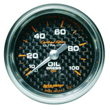 AutoMeter Carbon Fiber 52mm 100 PSI Mechanical Oil Pressure Gauge for Automotive Performance