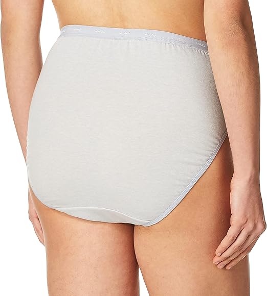 Bali Women's Full Cut Fit Cotton Stretch Hi-cut Panty Underwear, Grey Sky Heather, X-Large US