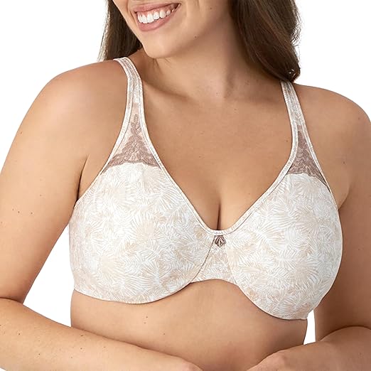 Bali Womens Passion For Comfort Bra, Full-coverage Underwire Seamless Cups Minimizer Bra, Fan Leaf Print, 42DD US