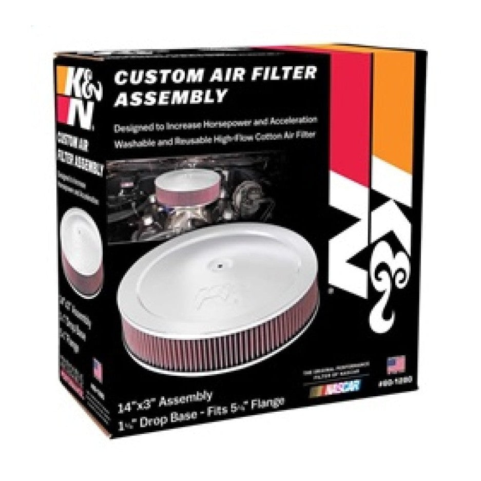 K&N Engineering 14-inch Red Custom Air Cleaner Assembly Part KNX60-1280 for Round Housing Engines