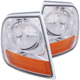 ANZO Harley-Davidson Style Corner Lights for Ford F-150 and Expedition, Chrome with Amber Reflector – Pair