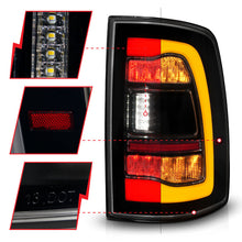 Load image into Gallery viewer, ANZO 09-18 Dodge Ram 1500 Sequential LED Tail Lights with Smoke Black Housing and Switchback Amber Signal