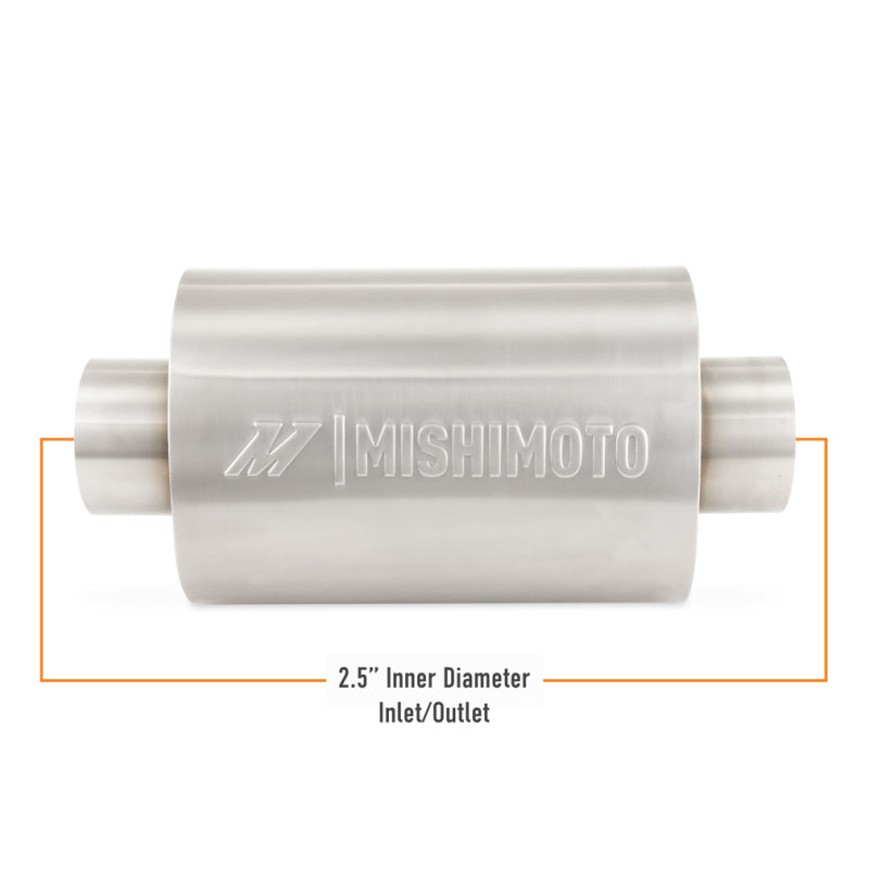 Mishimoto Universal Resonator with 2.5-inch Inlet/Outlet - Brushed Stainless Steel