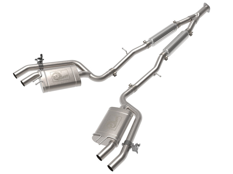aFe Gemini XV 3-inch to 2-1/2-inch Stainless Steel Cat-Back Exhaust System with Cut-Out for Kia Stinger 2022-2023