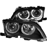 ANZO BMW 3 Series E46 Projector Headlights with Halo, Black Housing – Pair for 2002-2005 Models