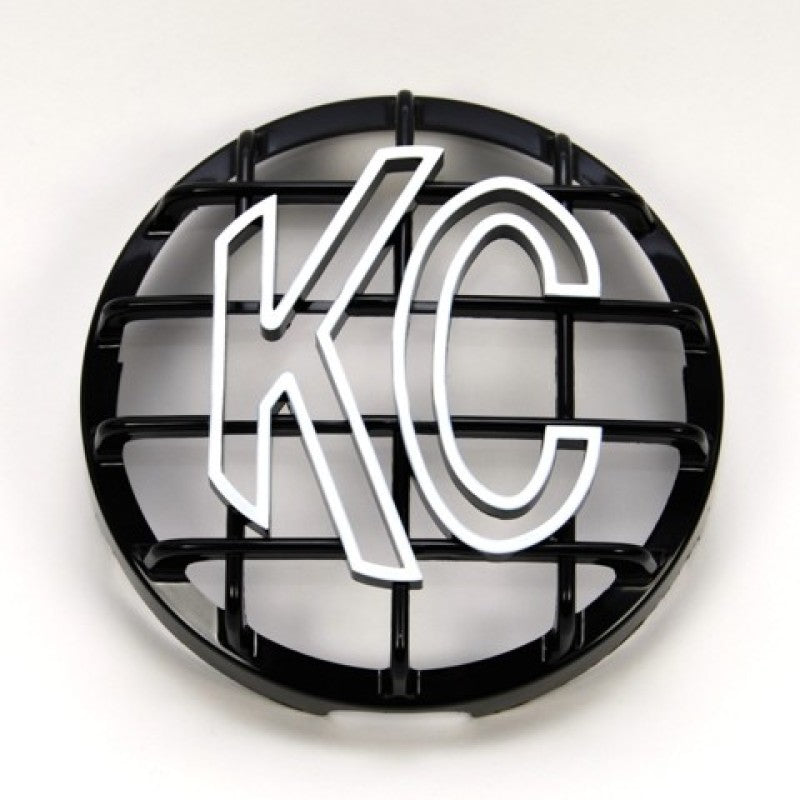 KC HiLiTES 6-inch Round ABS Stone Guard for SlimLite, Daylighter, and Pro-Sport Series Lights - Black with White KC Logo