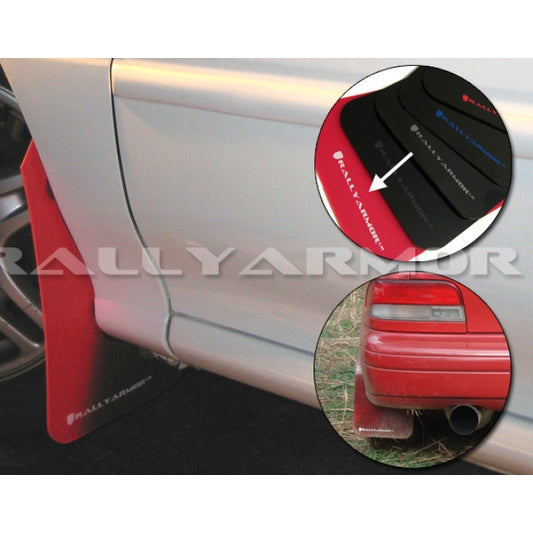 Rally Armor 93-01 Subaru Impreza RS Red UR Mud Flap with White Logo - Durable Polyurethane Design