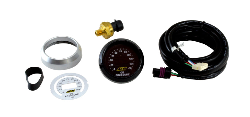 AEM 52mm Oil Pressure Gauge with 0-150 PSI Range and Analog Output for Data Logging