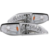 ANZO 1994-1998 Ford Mustang Crystal Headlights with Chrome Housing and Clear Lenses