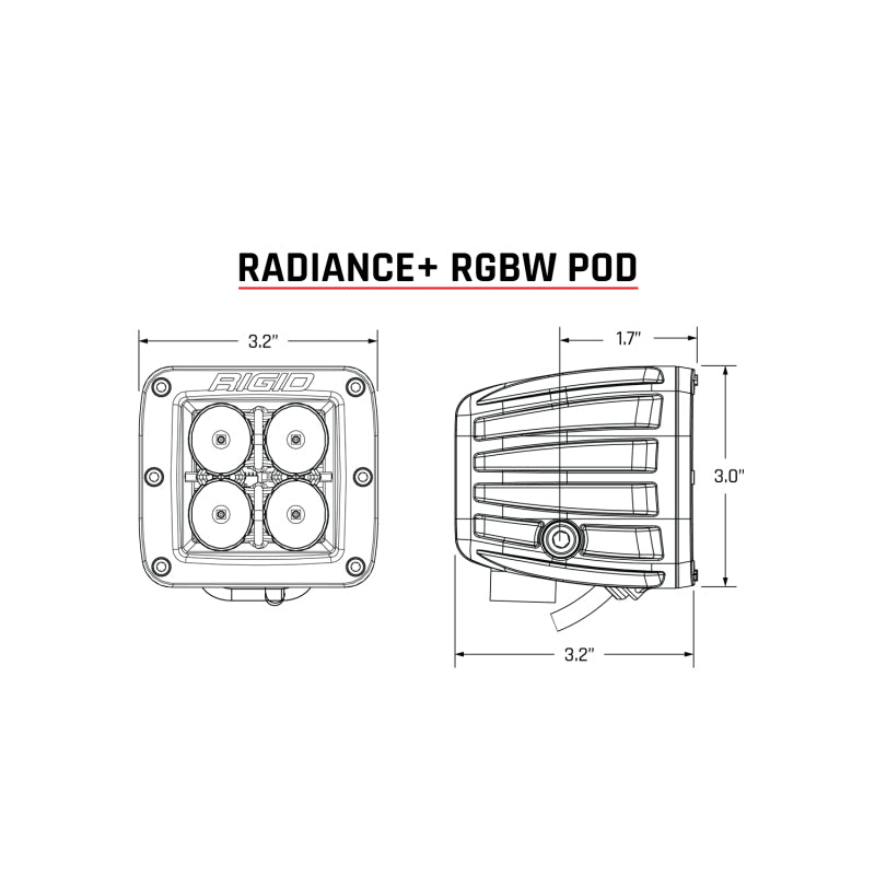 Rigid Industries Radiance+ RGBW Pod Lights Pair - Compact Vehicle Backlighting with 8 Color Options