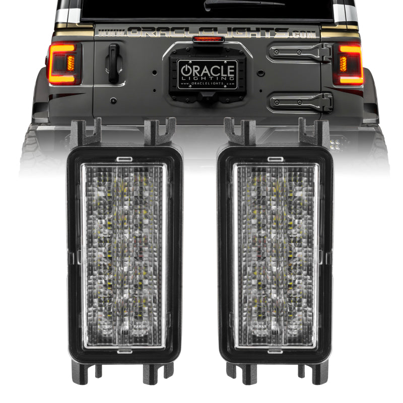 ORACLE Lighting 2018+ Jeep Wrangler JL Dual Function Amber/White Reverse LED Flush Tail Lights – Part Number ORL5915-JL-023
