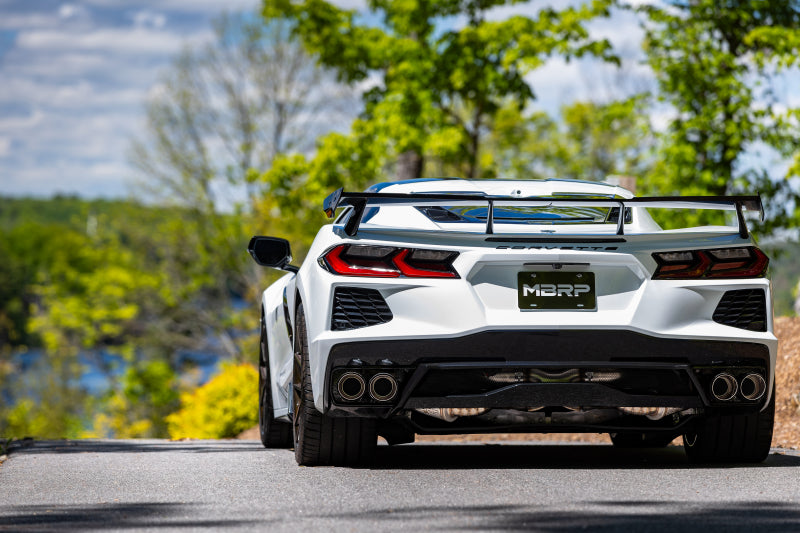 MBRP Armor Pro Series 20-24 Chevrolet Corvette C8 3-Inch Active Cat Back Exhaust with Quad Split Rear Exit and Carbon Fiber Tips