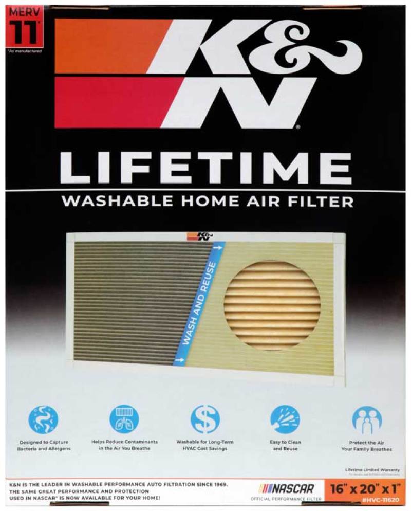 K&N Engineering HVAC Filter 16 x 20 x 1 - Washable and Reusable Pleated Synthetic Filter for Enhanced Air Quality