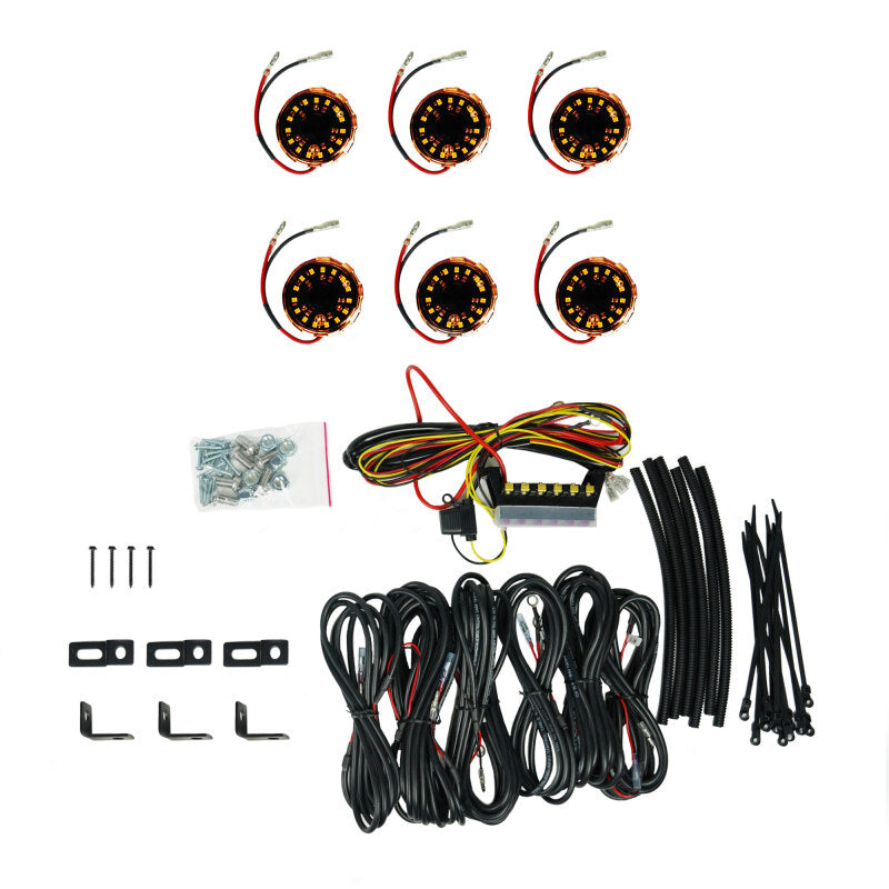 KC HiLiTES Cyclone V2 LED 6-Light Universal Rock Light Kit - Amber Flood Beams