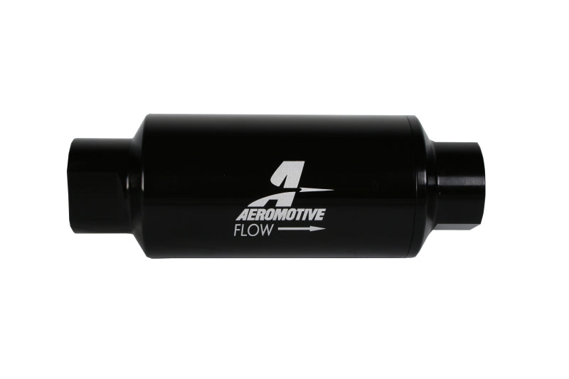 Aeromotive In-Line Filter with 10 Micron Microglass Element, 2-inch OD, AN-10 Ports, Black Anodized Finish