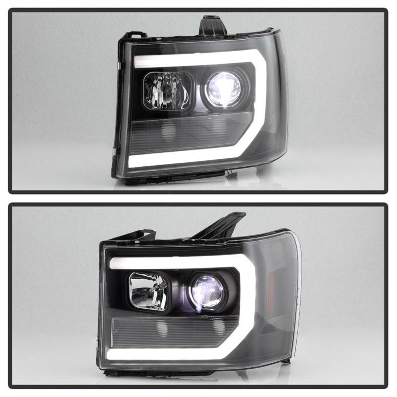Spyder GMC Sierra 1500/2500/3500 2007-2013 Denali Black LED Projector Headlights (Part No. PRO-YD-GS07V2PL-BK)