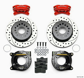 Wilwood Forged Dynalite P/S P-B Kit Drilled-Red for Chevy 12 Bolt with C-Clips - Complete Rear Disc Brake System