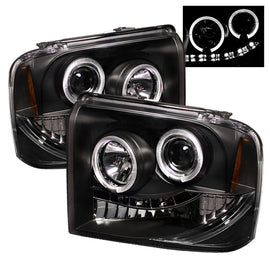 Spyder LED Halo Projector Headlights for Ford F-250/350/450 Super Duty 2005-2007 * Black with Bulbs Included