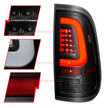 Load image into Gallery viewer, ANZO 2008-2016 Ford F-250 LED Tail Light Assembly with Light Bar, Black Housing and Smoke Lens